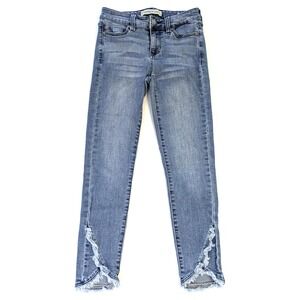 Liverpool Skinny Crop Jeans Ibiza Blue Frayed Tulip Hem LM7133F91 Womens 0/25